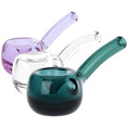 Laad de afbeelding in de Gallery-viewer, Elegant Bent Hammer Glass Hand Pipe - 4" / Colors Vary