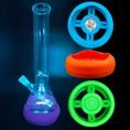 Laad de afbeelding in de Gallery-viewer, Bong Base Bumper Coin Battery 4.25in-6in Bases Silicone Fits Variety of Shapes