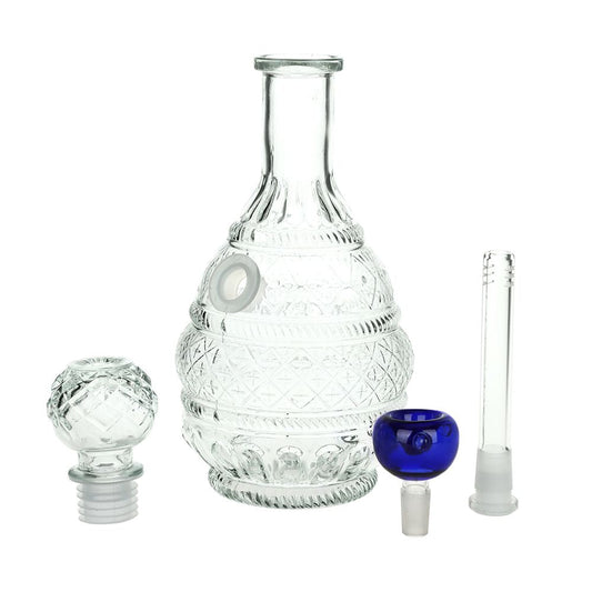 SeshGear Vintage Decanter Style Glass Water Pipe - 10.5" / 14mm F / Round Lotus / Colors Vary