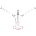 Laad de afbeelding in de Gallery-viewer, Date Night Heart Perc Dual Neck Glass Water Pipe - 7" / 14mm F