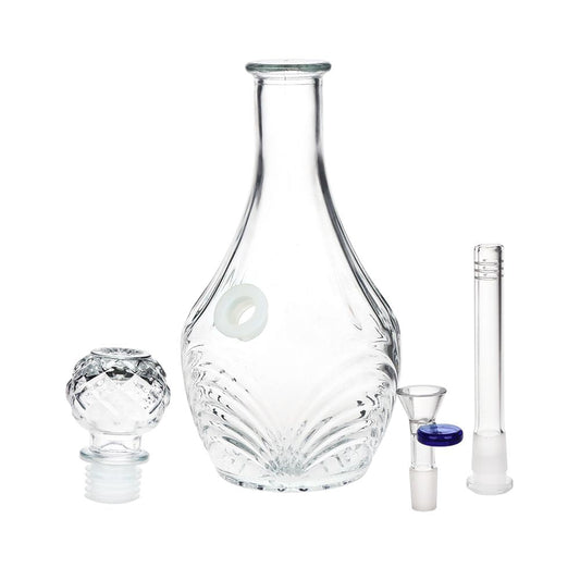 SeshGear Vintage Decanter Style Glass Water Pipe - 10.75" / 14mm F / High Stripe / Colors Vary
