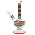 Load image into Gallery viewer, Rainbow Striped Heart Glass Water Pipe