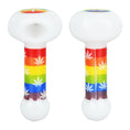 Load image into Gallery viewer, Pride Rainbow Hemp Leaf Glow Glass Spoon Pipe