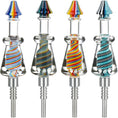 Load image into Gallery viewer, Rainbow Twist Glycerin Glass Dab Straw - Titanium Tip / 7.5"