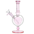 Laad de afbeelding in de Gallery-viewer, Pulsar Pink Heart Chalice Glass Water Pipe - 9" / 14mm F