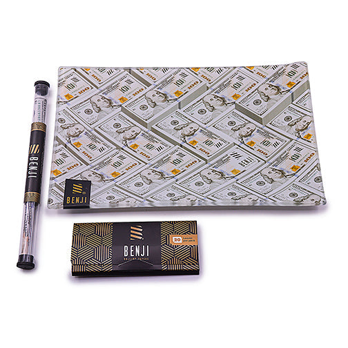 Benji - Kit met onbreekbaar glazen dienblad - biljetten van $ 100