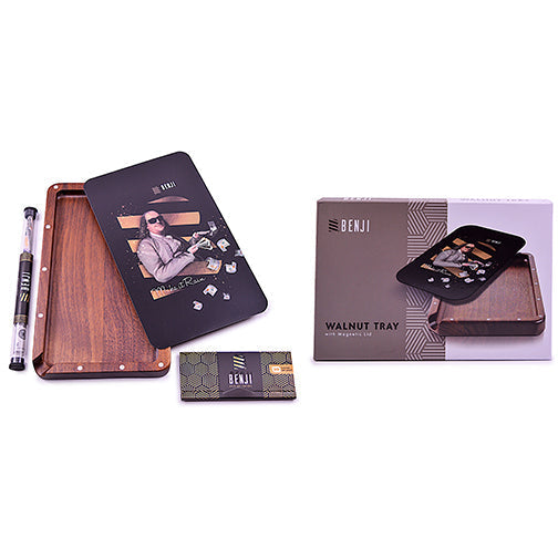 Benji - Notenhouten dienblad met magnetische dekselkit - Make it Rain