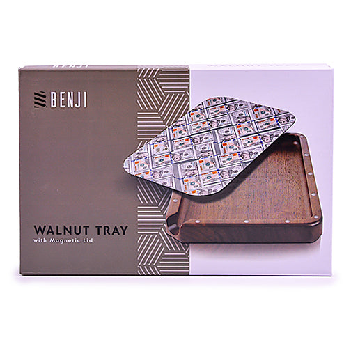 Benji - Notenhouten dienblad met magnetische dekselkit - USD