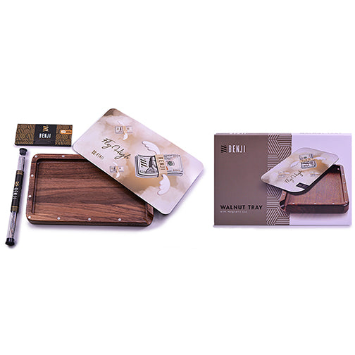 Benji - Notenhouten dienblad met magnetische dekselset - Fly High