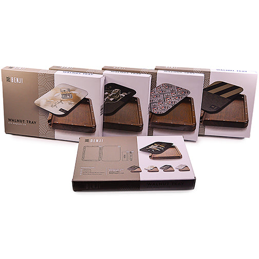 Benji - Notenhouten dienblad met magnetische dekselkit - USD