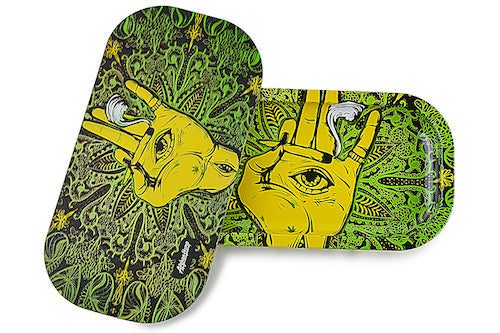 Slim 3D Holographic Metal Rolling Tray w/ Magnetic Lid