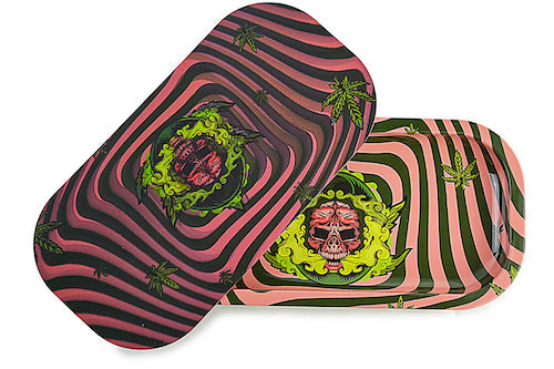 Slim 3D Holographic Metal Rolling Tray w/ Magnetic Lid
