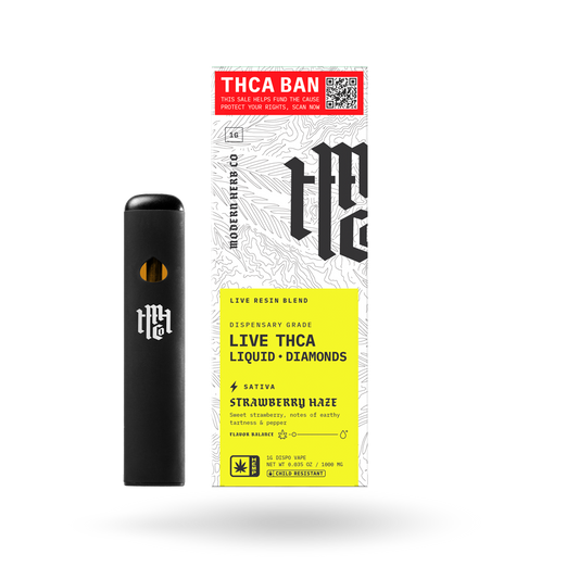 THCa Disposable Live Resin Liquid Diamonds: Strawberry Haze (Sativa) - 1g