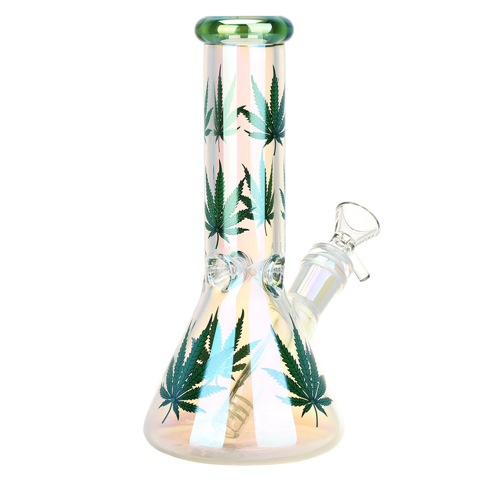 Realistic Hemp Leaf Beaker Glass Water Pipe