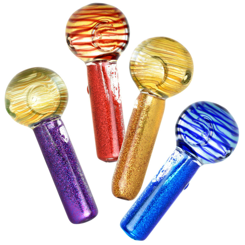 Freezable Glycerin Space Glitter Spoon Pipe - 5"