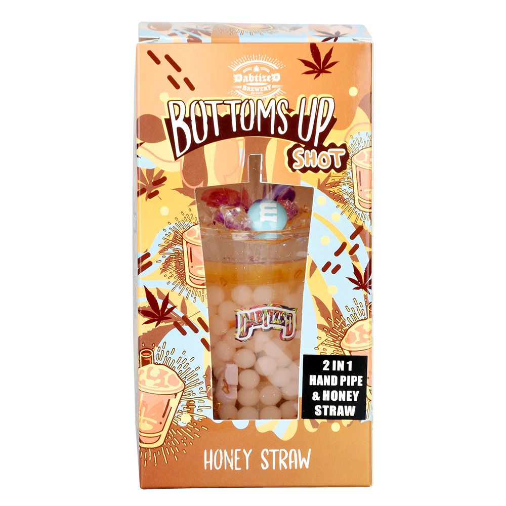 Dabtized Bottoms Up Shot Glass 2 In 1 Honey Straw - 4" / 10mm F / Asst Designs