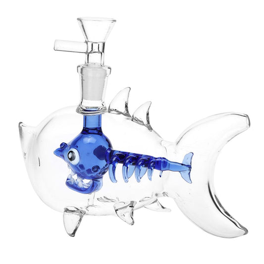 Fish Bone Glass Water Pipe - 6.25"