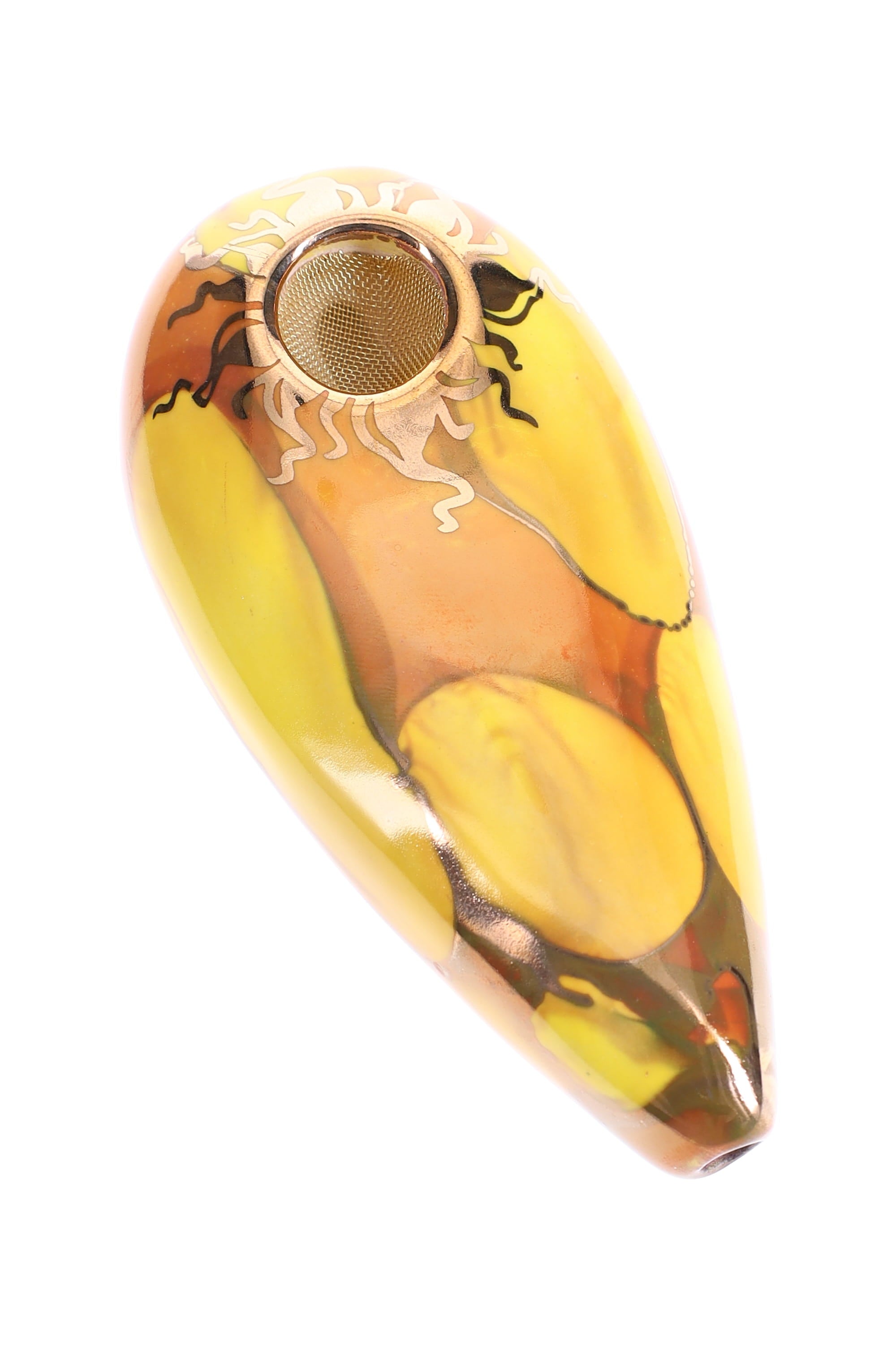 Ancient Creations Ceramics Oval Hand Pipe – Brass Screen – Made in USA