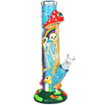 Laad de afbeelding in de Gallery-viewer, Sneaky Skeleton and Watchful Fungi Glow In Dark Tube Water Pipe - 11.5" / 14mm F
