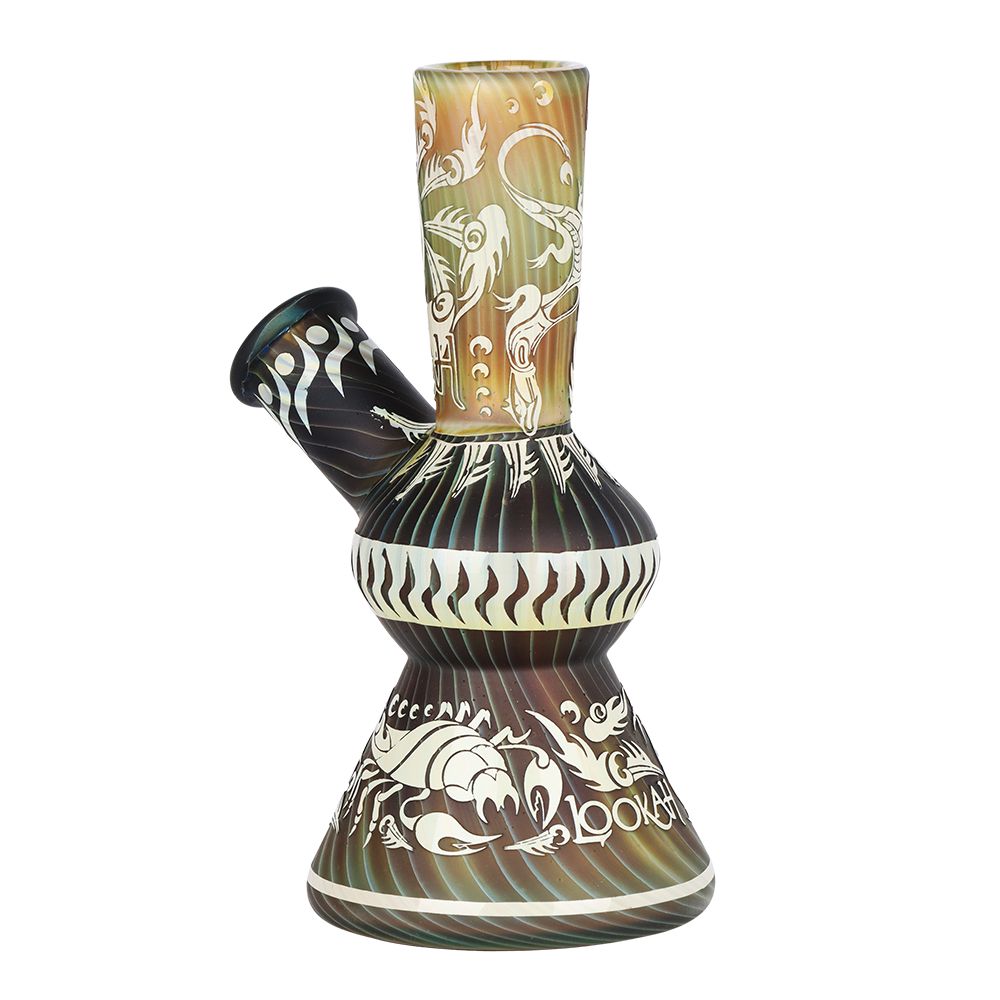 Lookah Glass Sacred Arthropod Black Etched Water Pipe - 5.75"