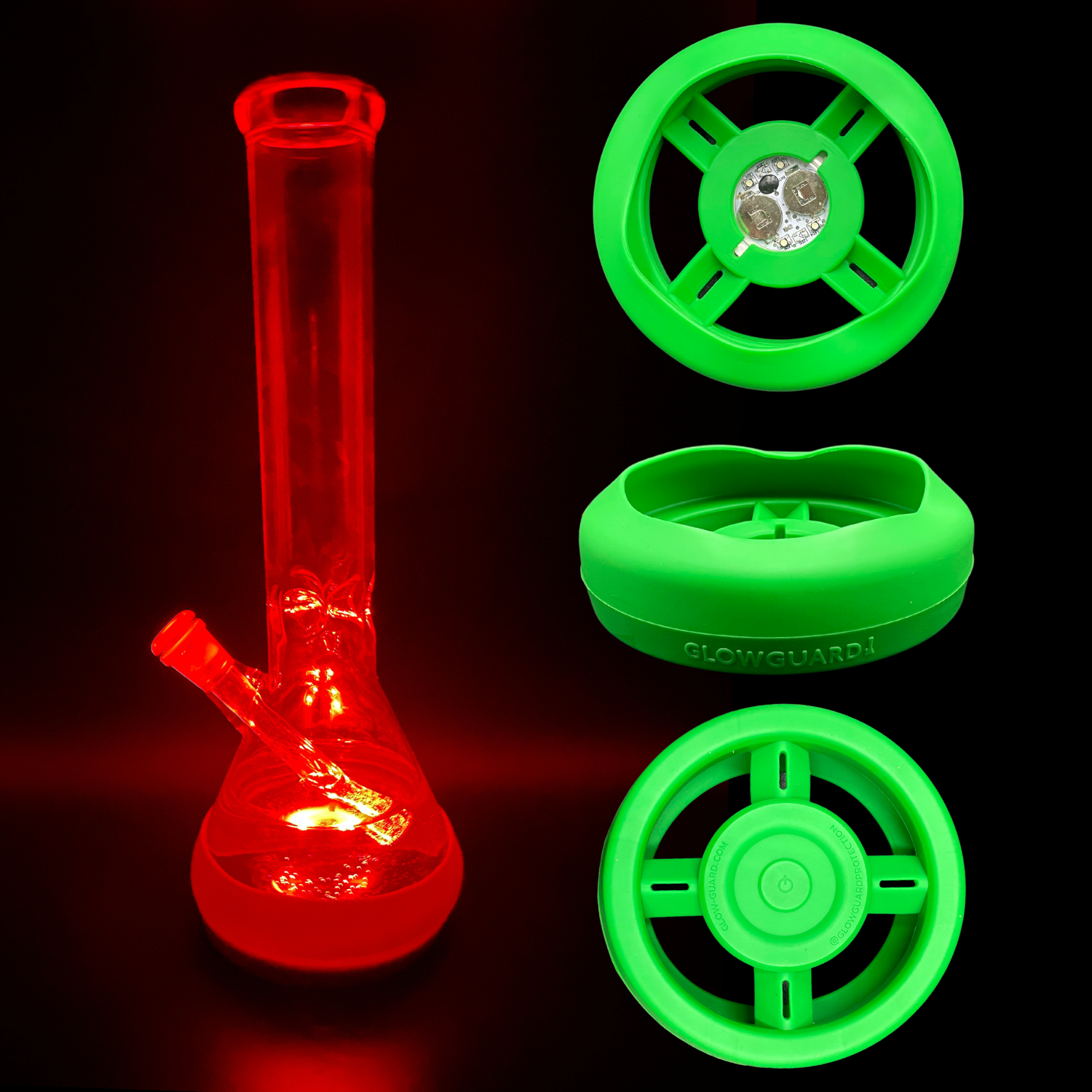 Bong Base Bumper USB Rechargeable 4.25in-6in Bases Silicone Fits Variety of Shapes