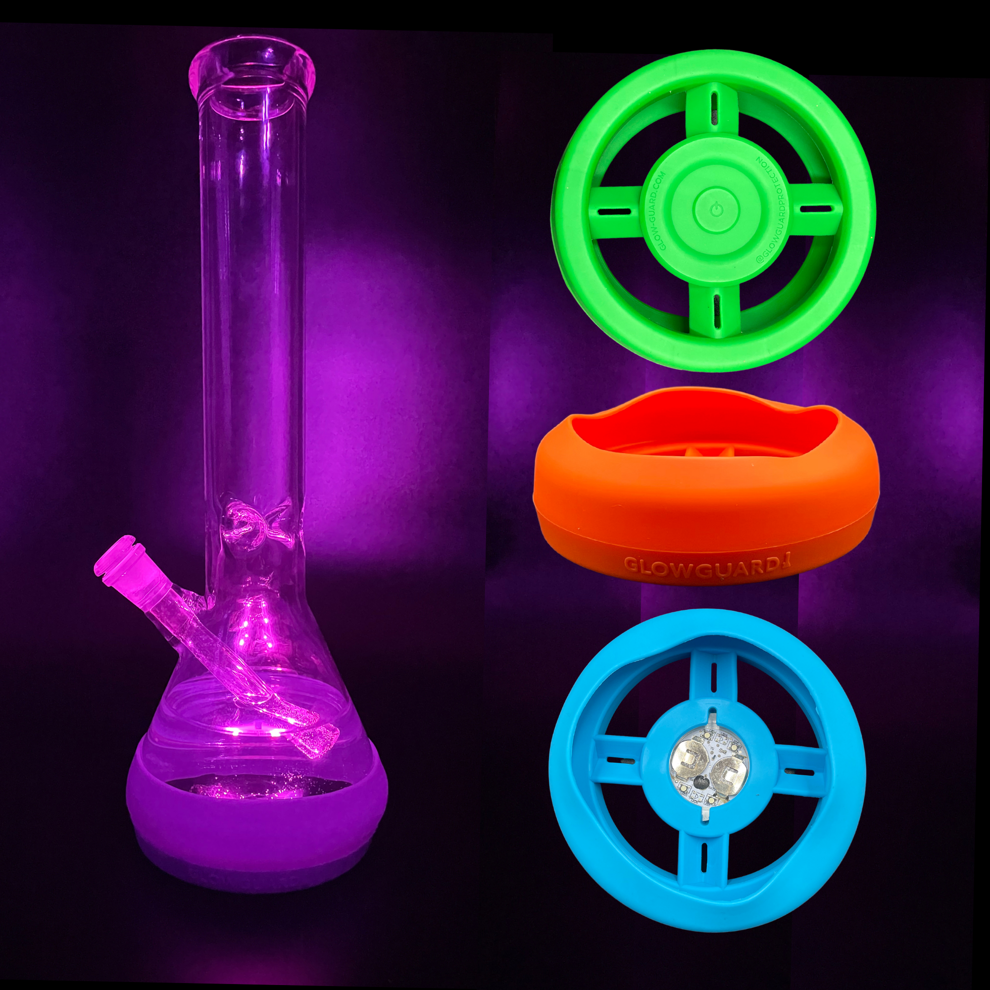 Bong Base Bumper USB Rechargeable 4.25in-6in Bases Silicone Fits Variety of Shapes