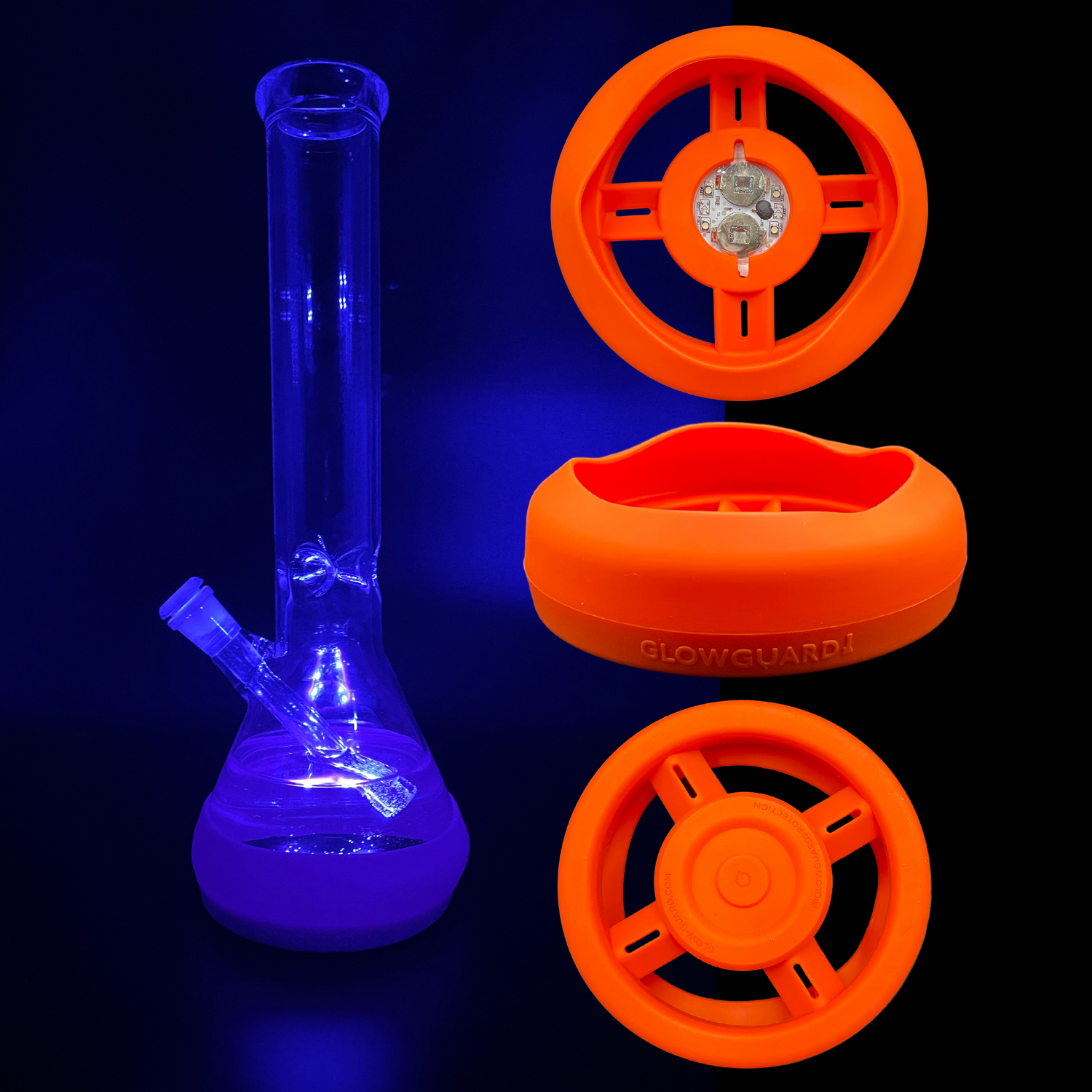 Bong Base Bumper USB Rechargeable 4.25in-6in Bases Silicone Fits Variety of Shapes