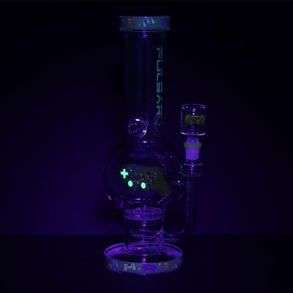 Pulsar Game Time Bubble Base Glass Water Pipe - 12.5" / 14mm F