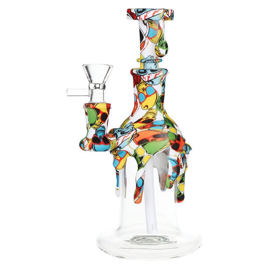 Masked Silicone & Glass Water Pipe - 7.5"