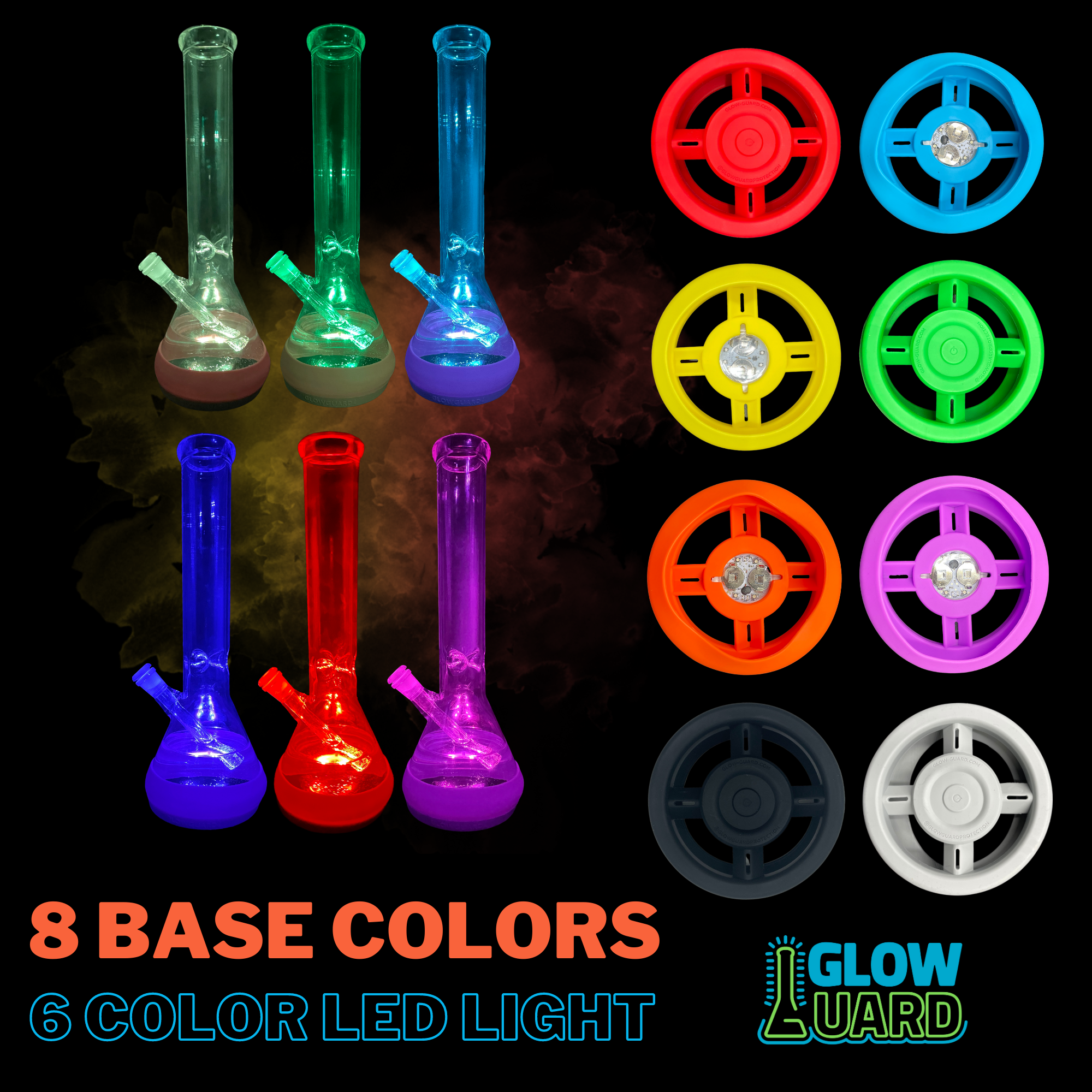 Bong Base Bumper USB Rechargeable 4.25in-6in Bases Silicone Fits Variety of Shapes