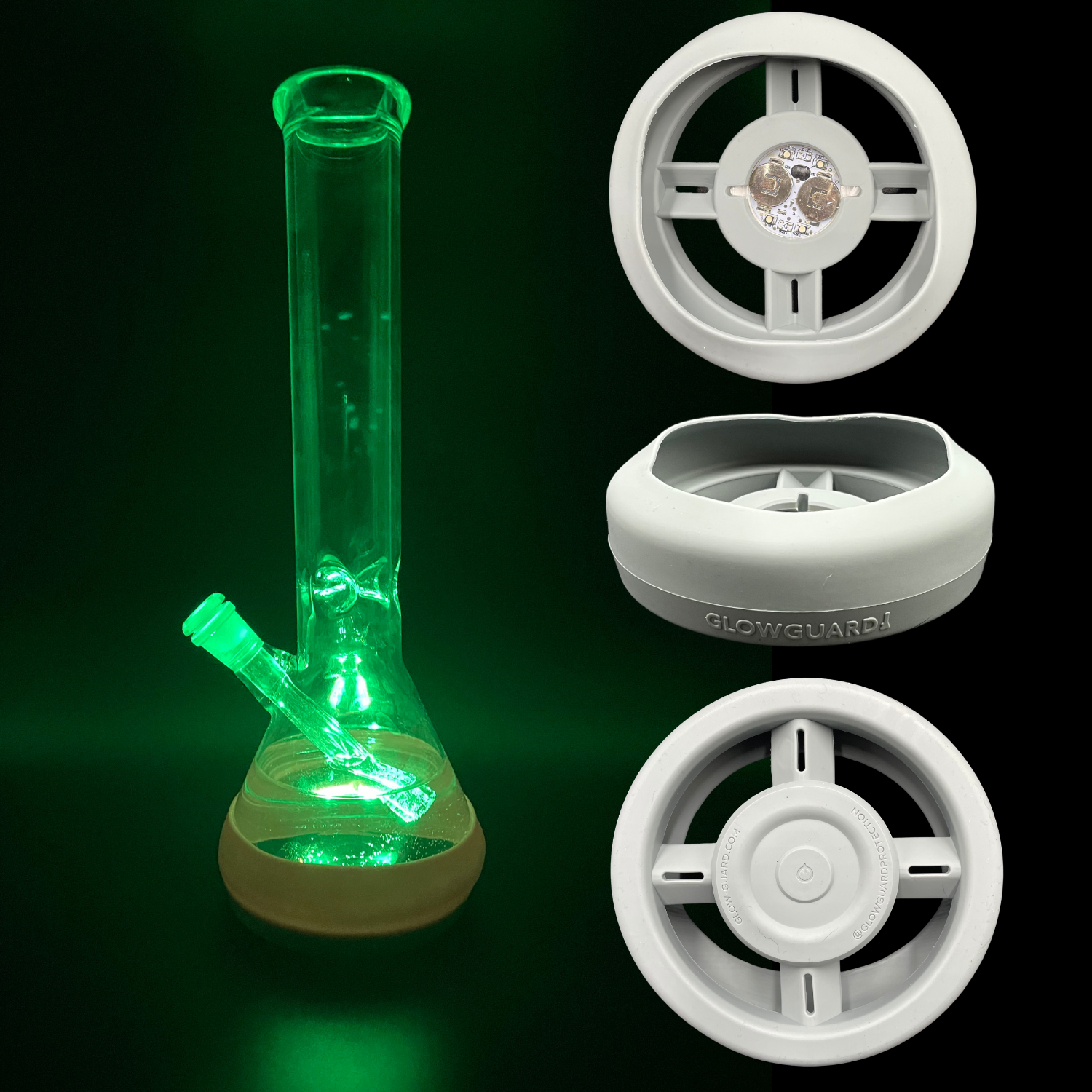 Bong Base Bumper USB Rechargeable 4.25in-6in Bases Silicone Fits Variety of Shapes