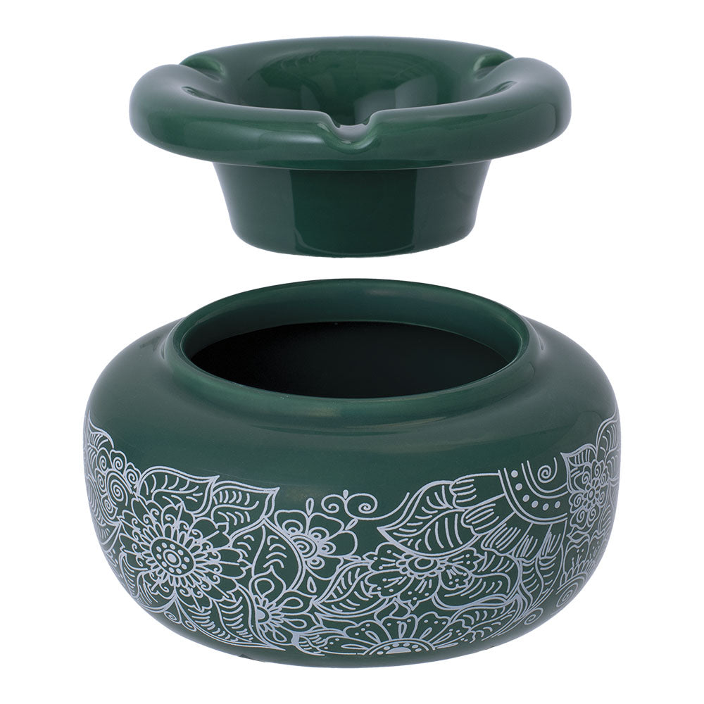 Fujima Moroccan Ceramic Ashtray - Green Floral / 5"