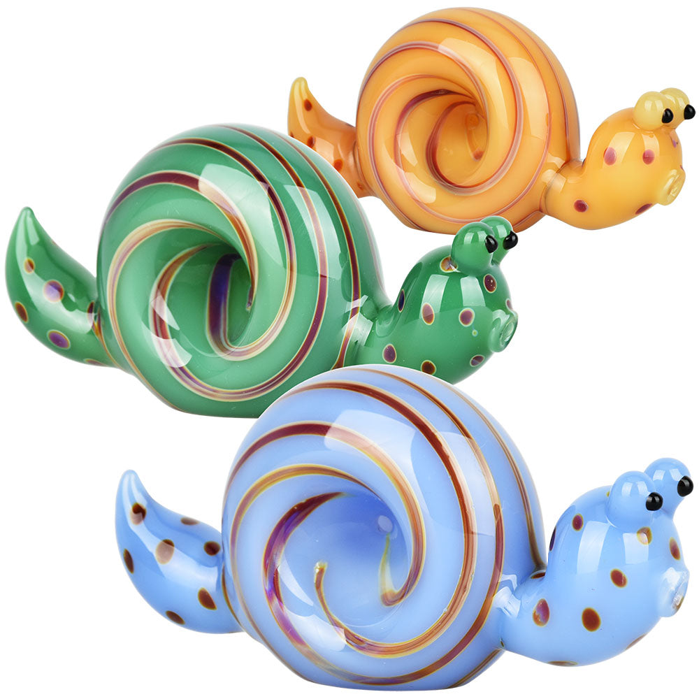 Spun Snail Glass Hand Pipe - 4" / Colors Vary