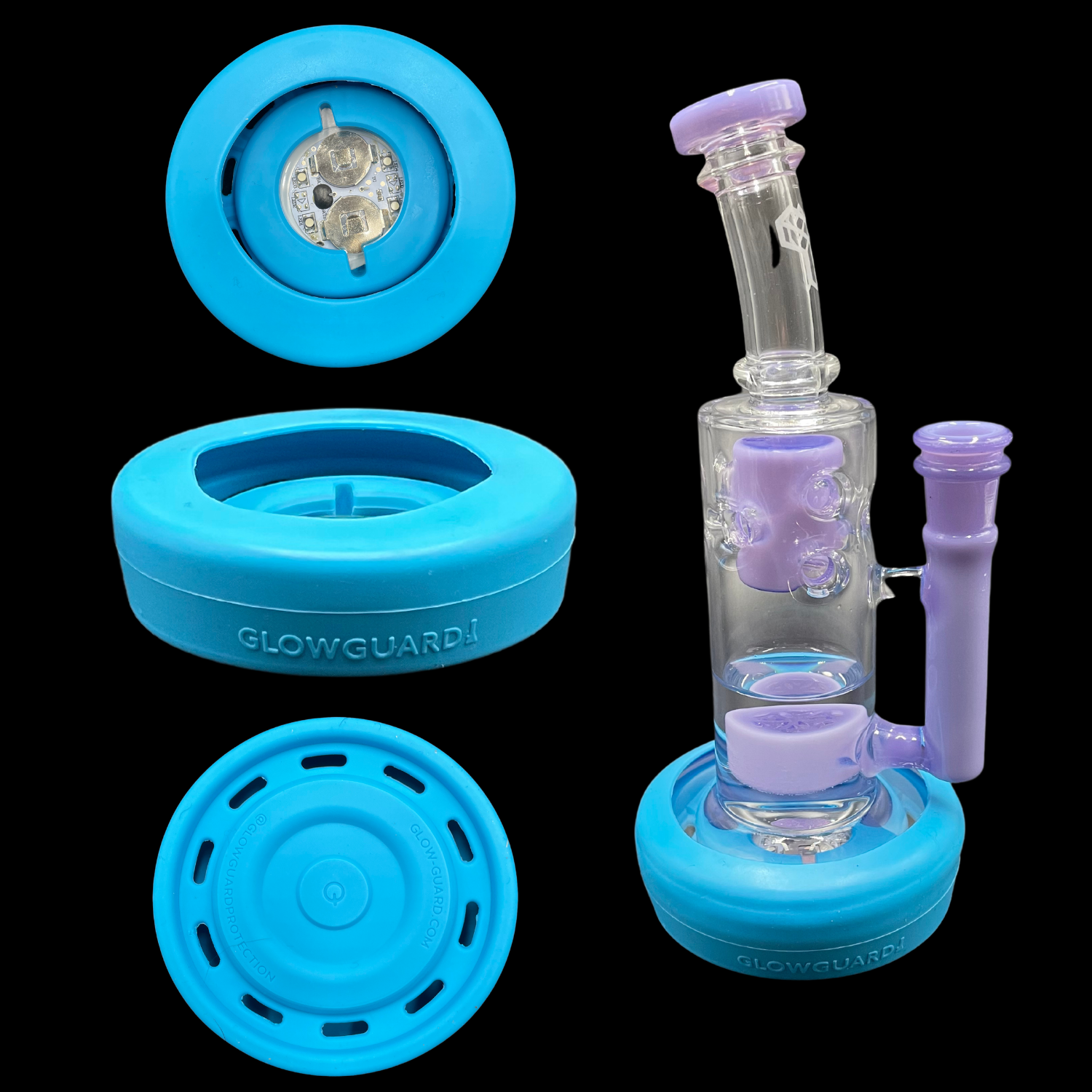 Bong Base Bumper USB Rechargeable 3in-4.25in Bases Silicone Fits Variety of Shapes