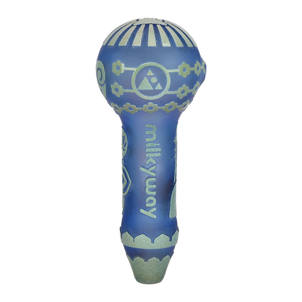 Milkyway Buddha Sandblasted Glass Spoon Pipe | 4.5"