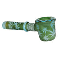Laad de afbeelding in de Gallery-viewer, Flower of Leaf Sandblasted Glass Hand Pipe - 4.75"
