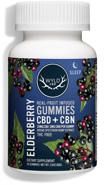 WYLD CBD Real Fruit Infused CBD + CBN Sleep Elderberry Gummies