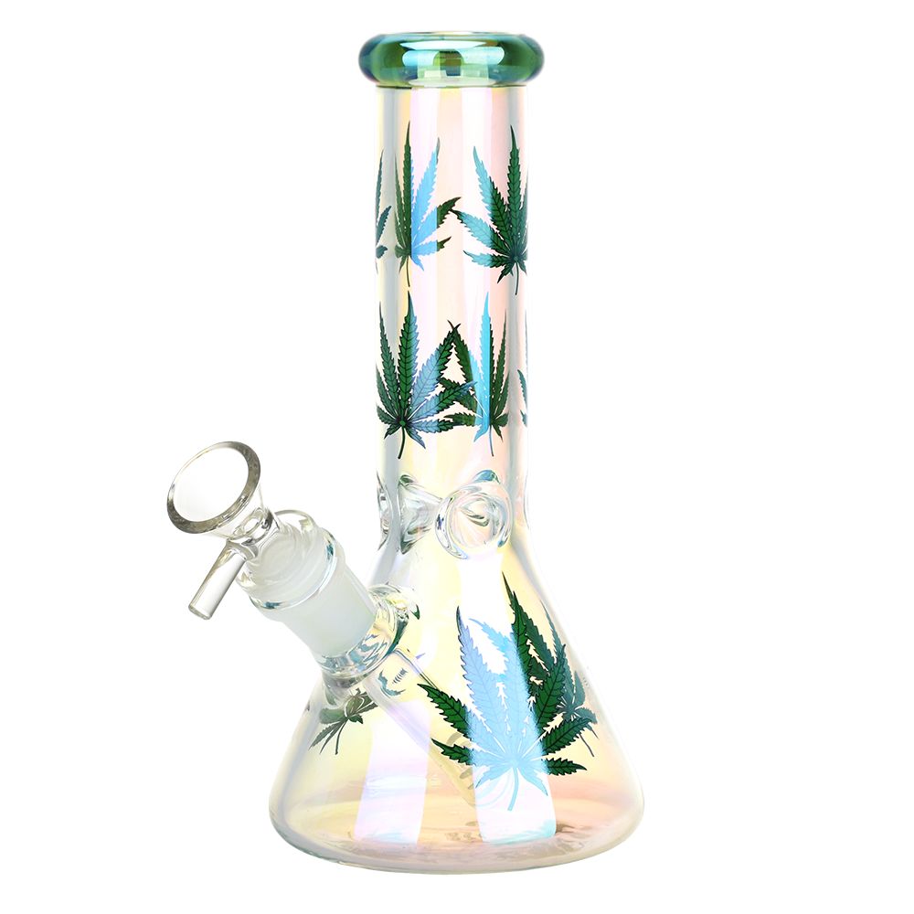 Realistic Hemp Leaf Beaker Glass Water Pipe