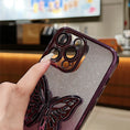 Load image into Gallery viewer, Gradient Glitter Butterfly Holder Plating Phone Cases for iPhone 15Pro 11 12 13 14 Pro Max Clear Shockproof Soft Silicone Cover
