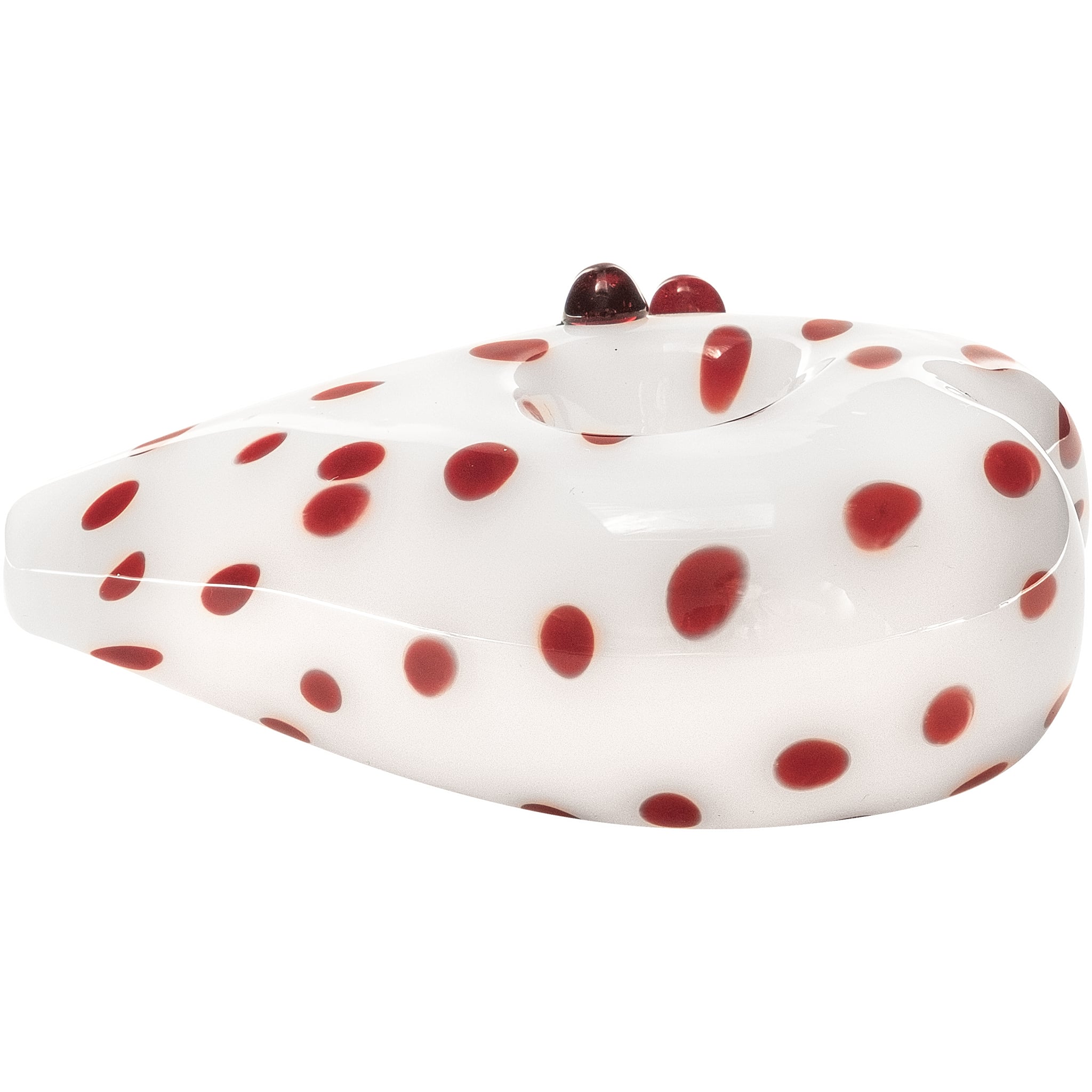 White Heart Red Polka Dots Glass Hand Pipe