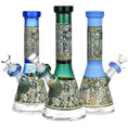 Laad de afbeelding in de Gallery-viewer, Mushroom Melange Etched Beaker Glass Water Pipe
