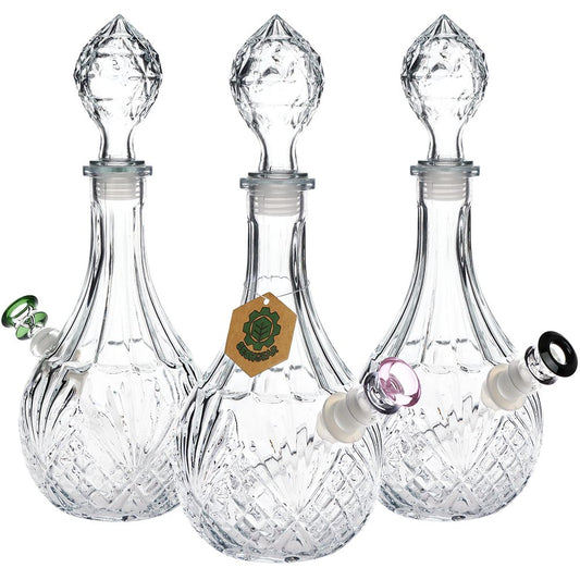 SeshGear Vintage Decanter Style Glass Water Pipe - 12.5" / 14mm F / Water Drop / Colors Vary