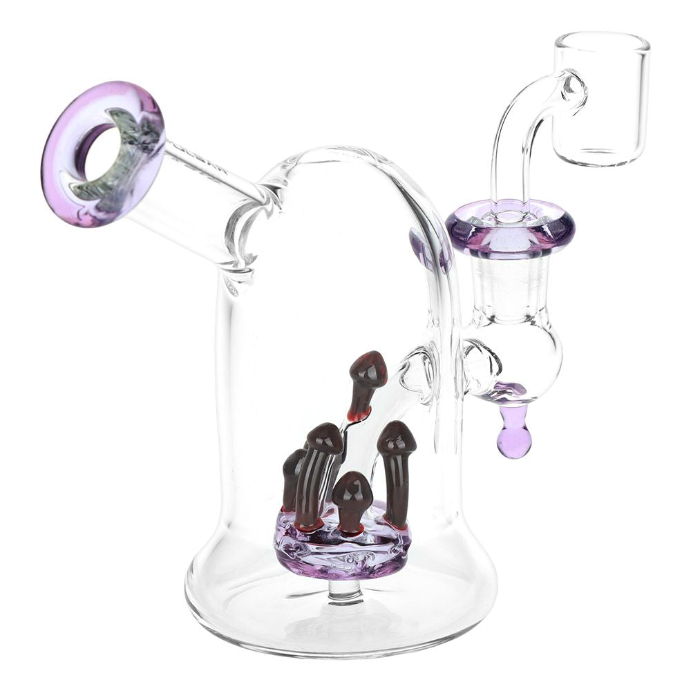 Pulsar Bioluminescence Shroom Perc Mini Glass Dab Rig - 5"