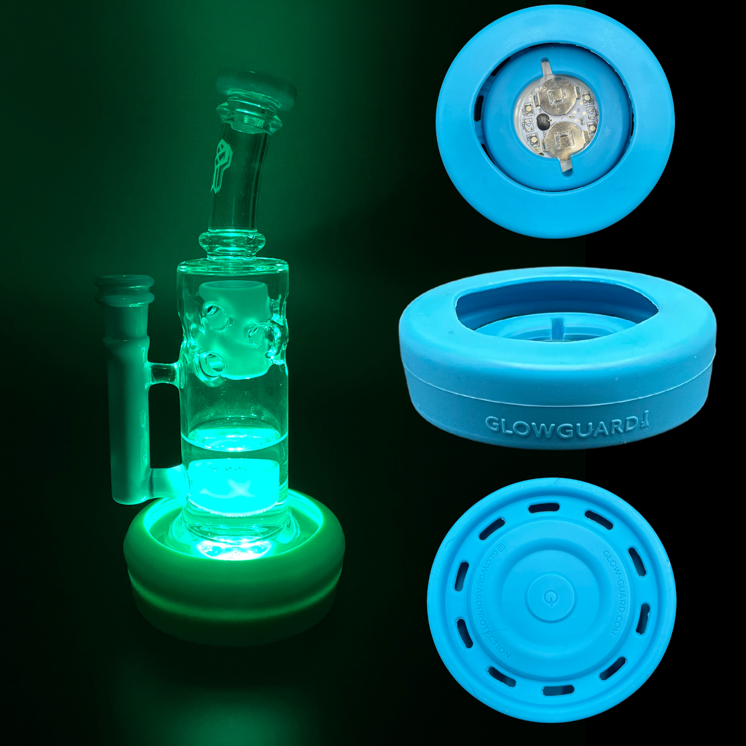 Bong Base Bumper USB Rechargeable 3in-4.25in Bases Silicone Fits Variety of Shapes