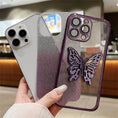 Load image into Gallery viewer, Gradient Glitter Butterfly Holder Plating Phone Cases for iPhone 15Pro 11 12 13 14 Pro Max Clear Shockproof Soft Silicone Cover
