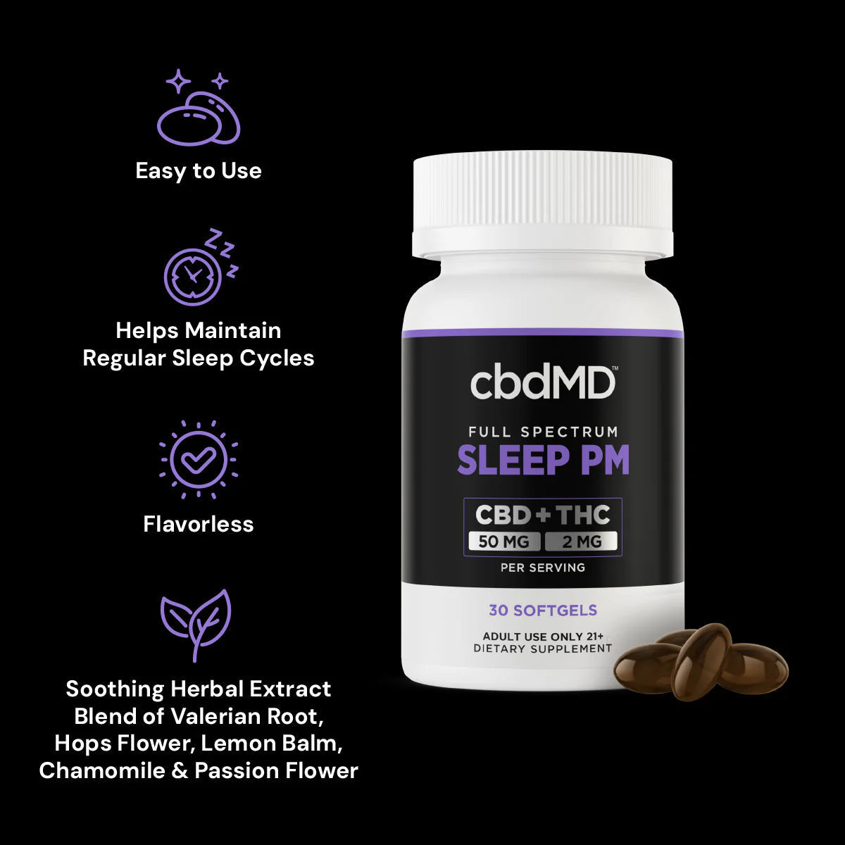 cbdMD CBD Sleep Softgels - 1500MG (Broad or Full Spectrum)