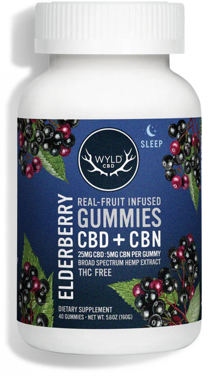 WYLD CBD Real Fruit Infused CBD + CBN Sleep Elderberry Gummies