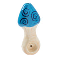 Cargar la imagen en la vista de la galería, Wacky Bowlz Blue Swirl Mushroom Ceramic Pipe - 4"
