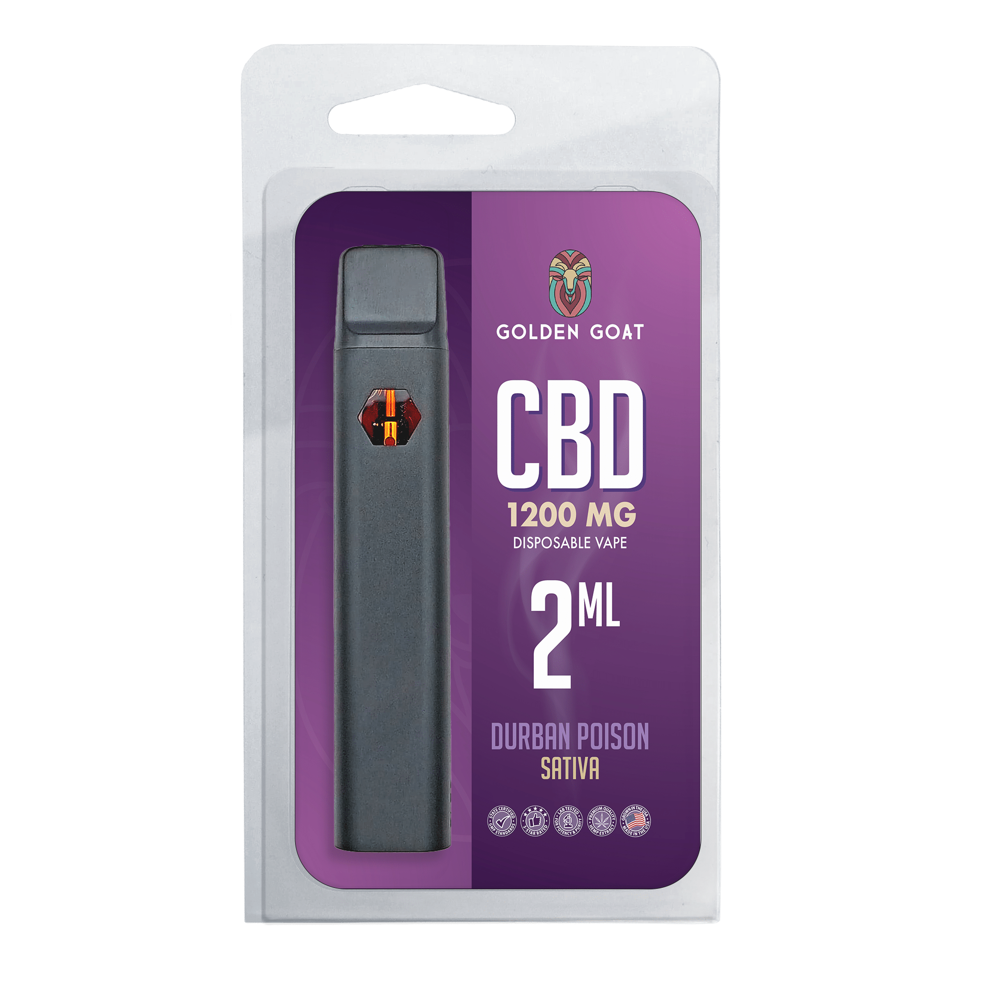 Golden Goat CBD Rechargeable Vape Device - Durban Poison