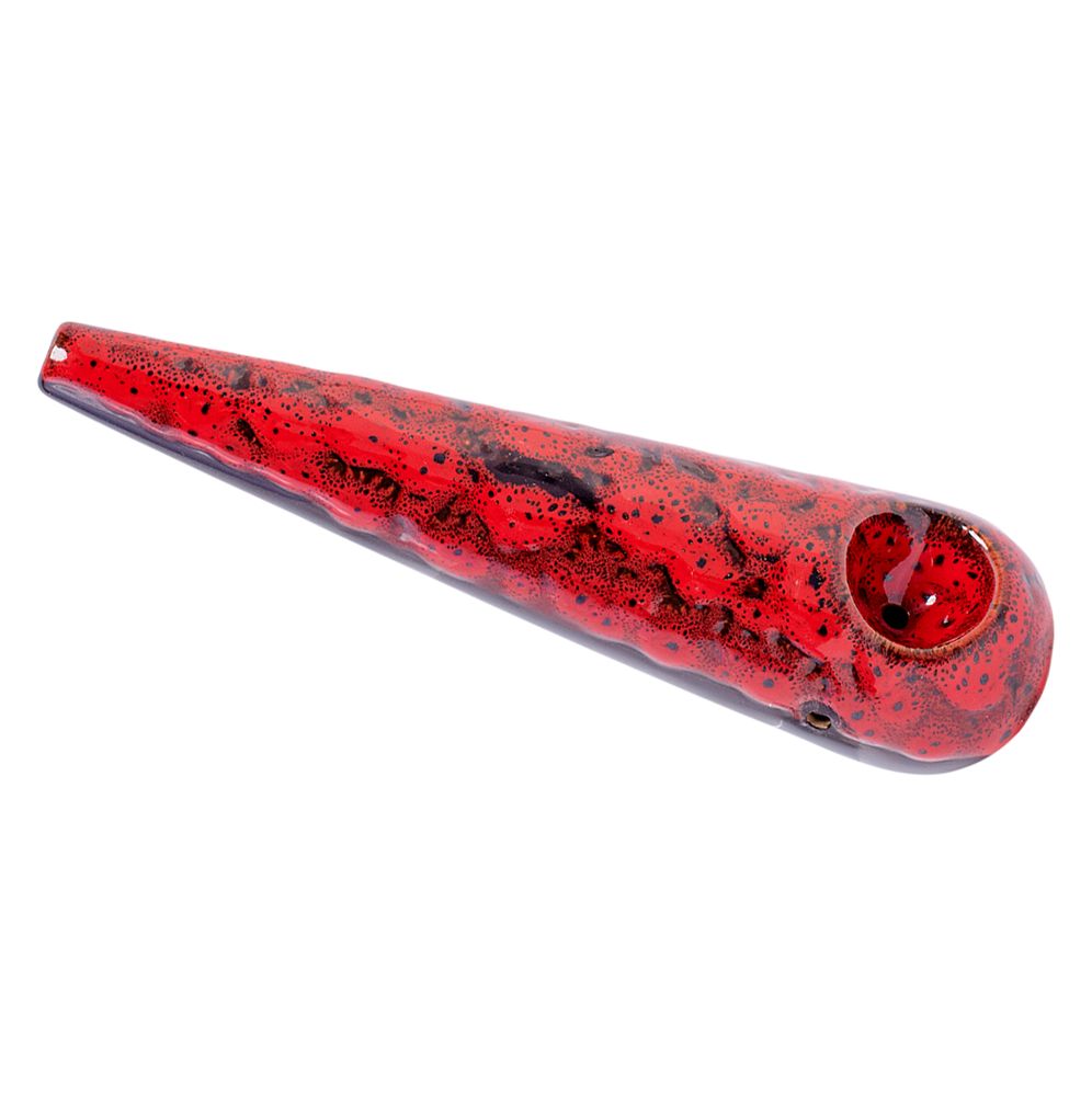 Kush RX Red Reactive Glaze Ceramic Hand Pipe